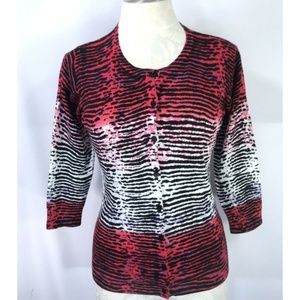 New Joseph A. S Cardigan Sweater Rayon Nylon Tiger